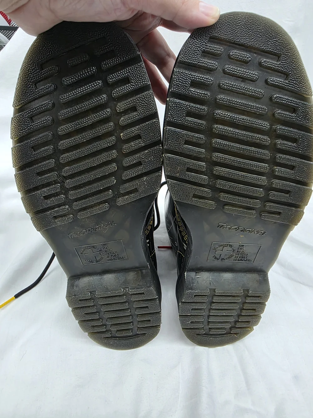 Dr. Martens Black Graffiti Lace-Up Boots with Yellow Stitching - Picture 8 of 8